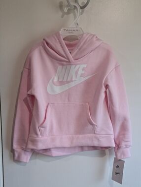 Nike Kids Pink Pullover Hoodie with White Logo